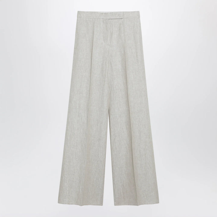 Max Mara - Wide-leg trousers in brown/grey linen drill Brand Pants 40  IT
