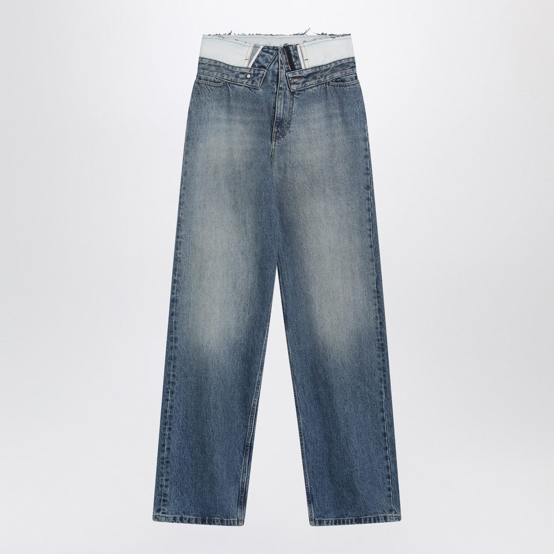 Pants MM6 Maison Margiela - Light blue washed jeans with layered waistband Brand