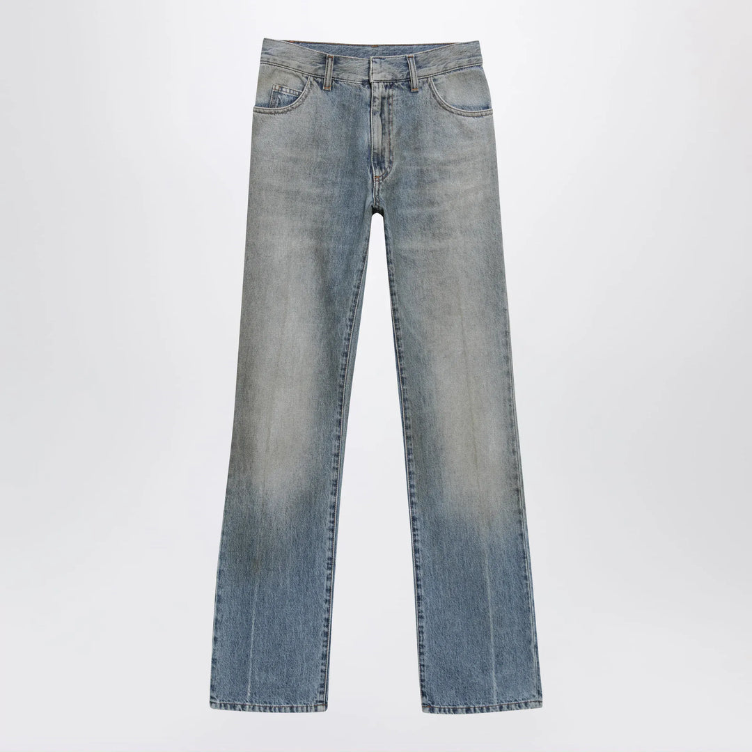 MM6 Maison Margiela - Straight-leg high-waist cotton jeans in medium blue Brand Pants 27