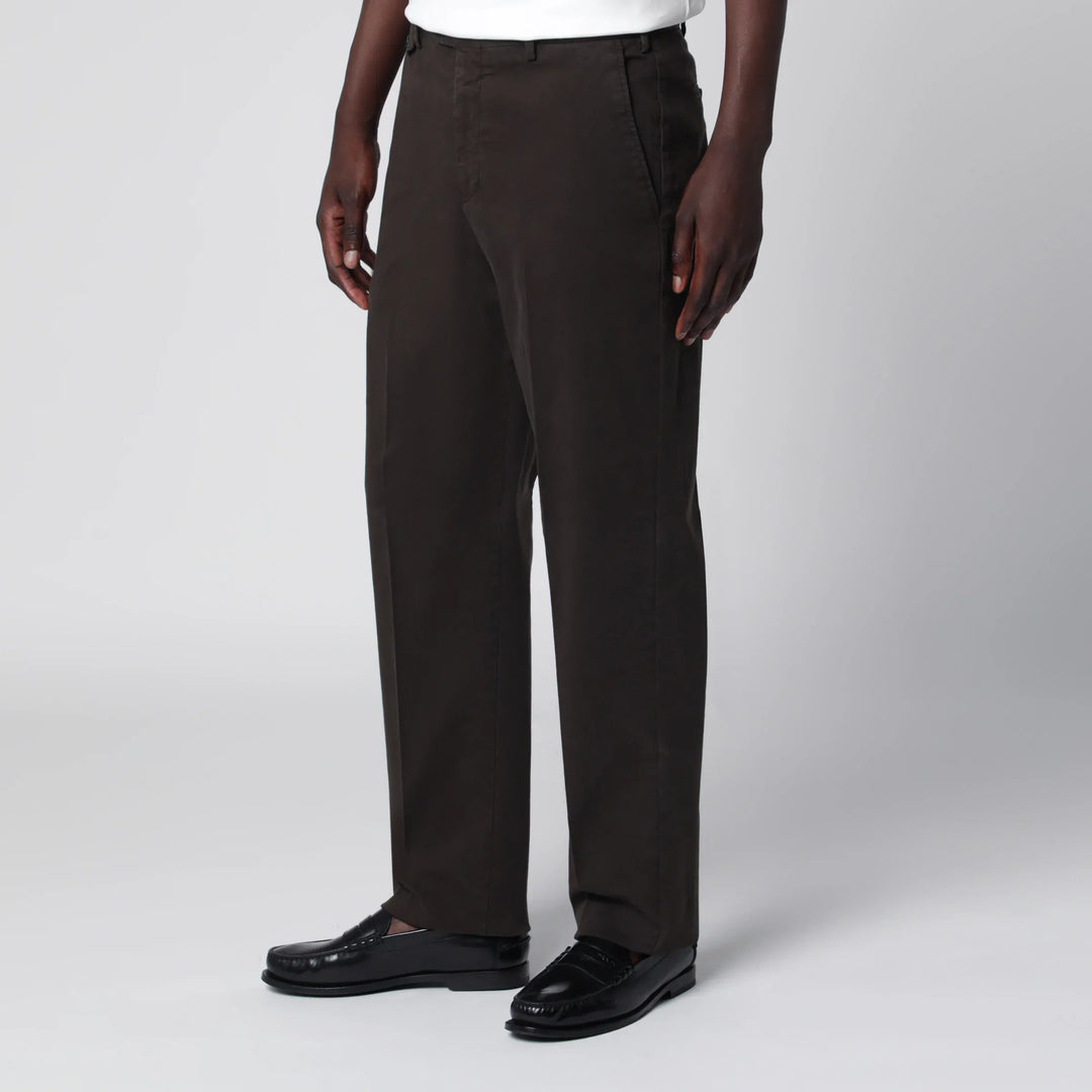 PT Torino - Dark Brown Cotton Trousers Brand Pants