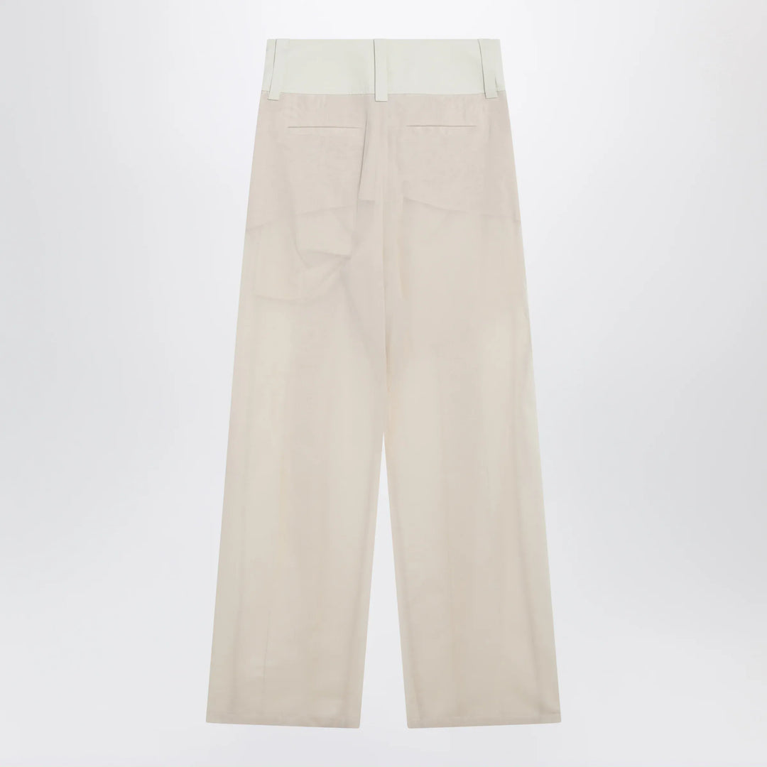 Sportmax - Wide-leg trousers in ecru organza cotton voile Brand Pants
