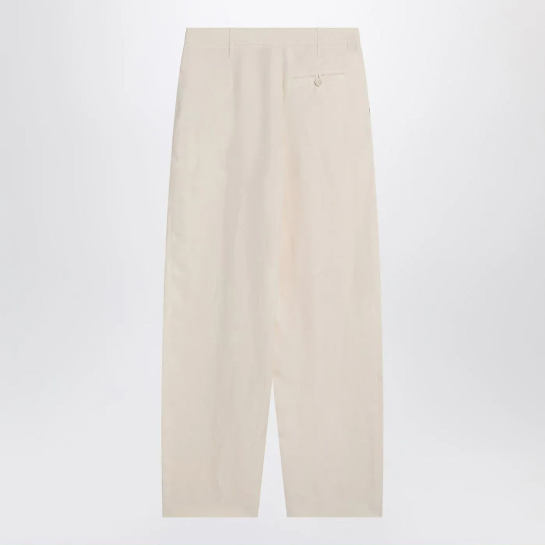Stella McCartney - Wide butter-coloured pants in linen blend Brand Pants