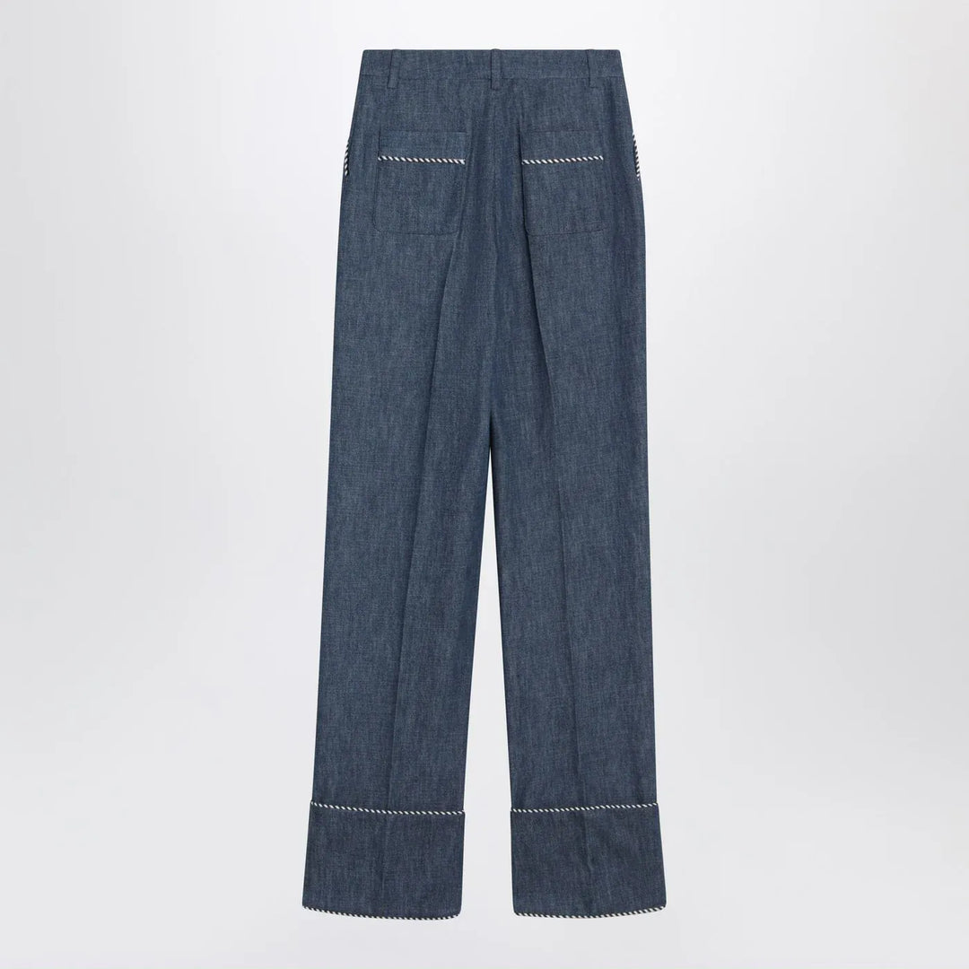 Valentino - Blue trousers in Chambray Denim Brand Pants