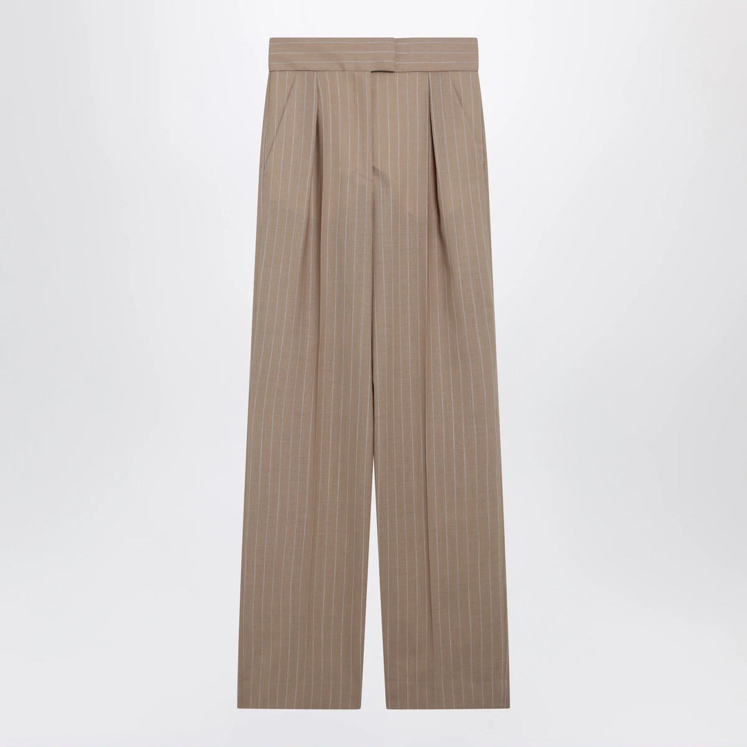 Valentino - Mud-colored pinstripe wool trousers Brand Pants 42  IT