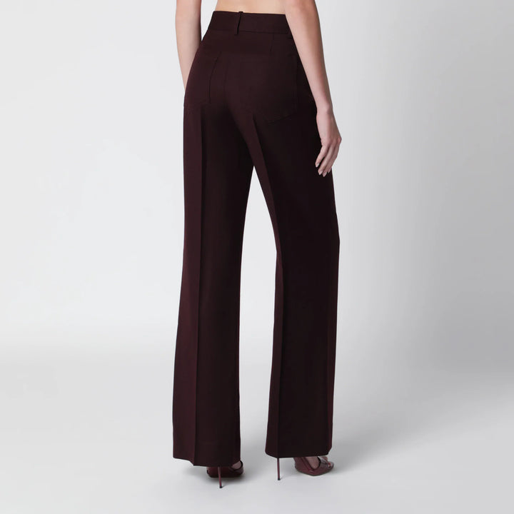 Victoria Beckham - Dark Acai purple virgin wool flannel trousers Brand Pants