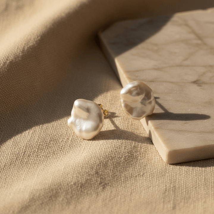 Pebble Studs Brand Pearl Earrings