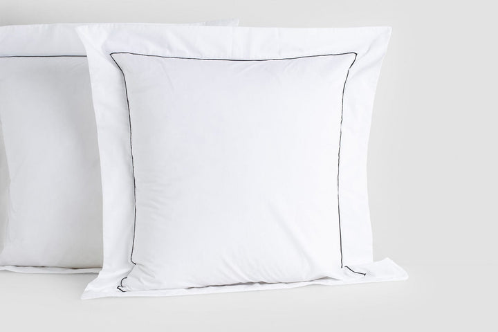 Bemboka pillow cases White/Black / Tailored 48x73+4cm (Flange) Bemboka Cotton Percale Pillow Cases with Piping Bemboka Cotton Percale Pillow Cases with Piping Authorised Retailer Italian Luxury Group Brand