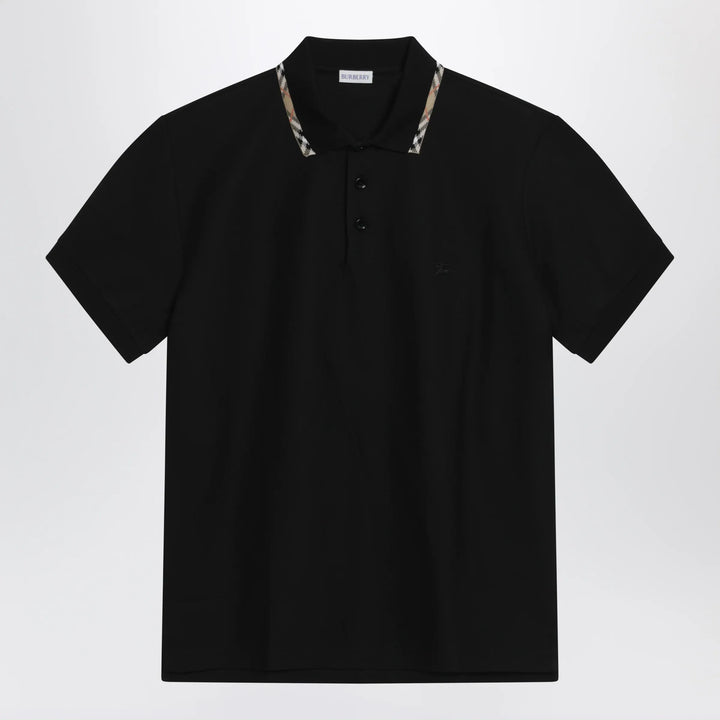 Burberry - Black cotton polo with Check detail by Burberry Brand Polo S