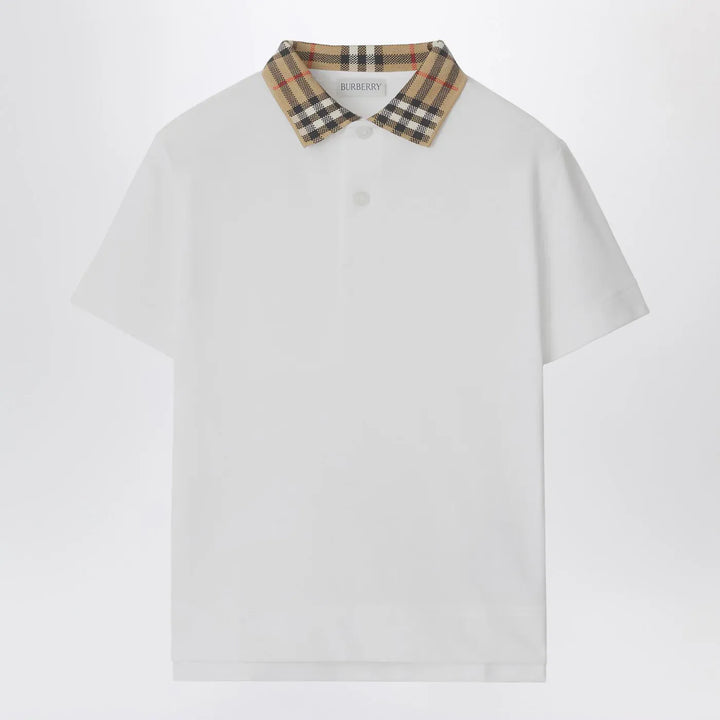 Burberry - White polo shirt with Check-pattern collar Brand Polo Shirt 10