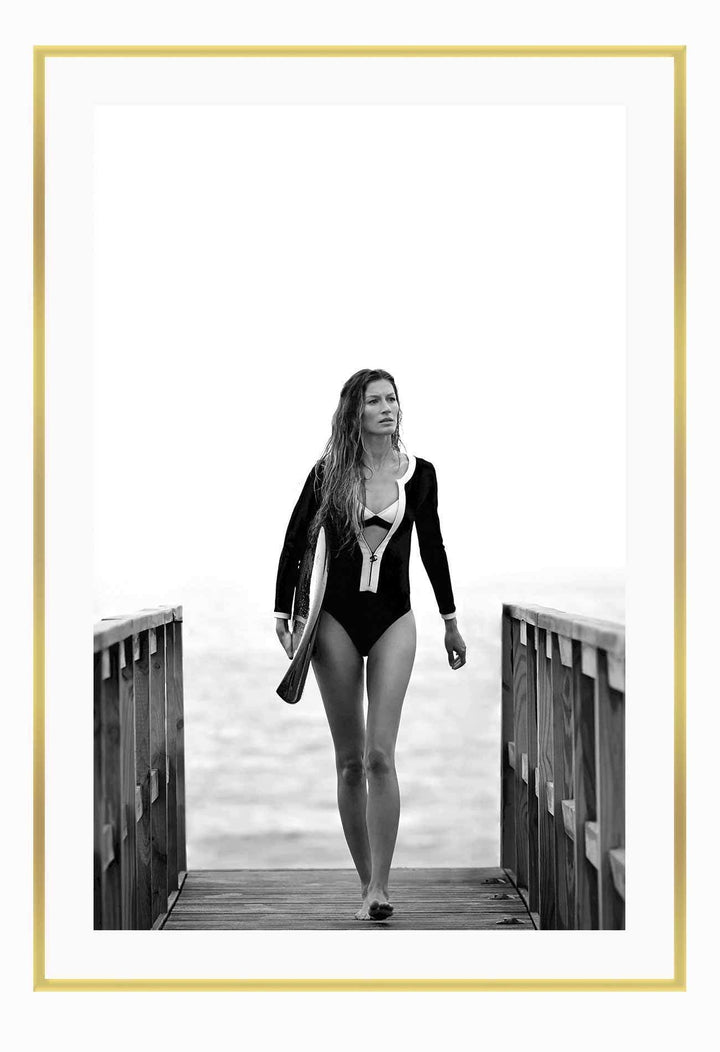 Canvas Print Gisele Bundchen Surf Gisele Bundchen Surf Wall Art : Ready to hang framed artwork. Brand