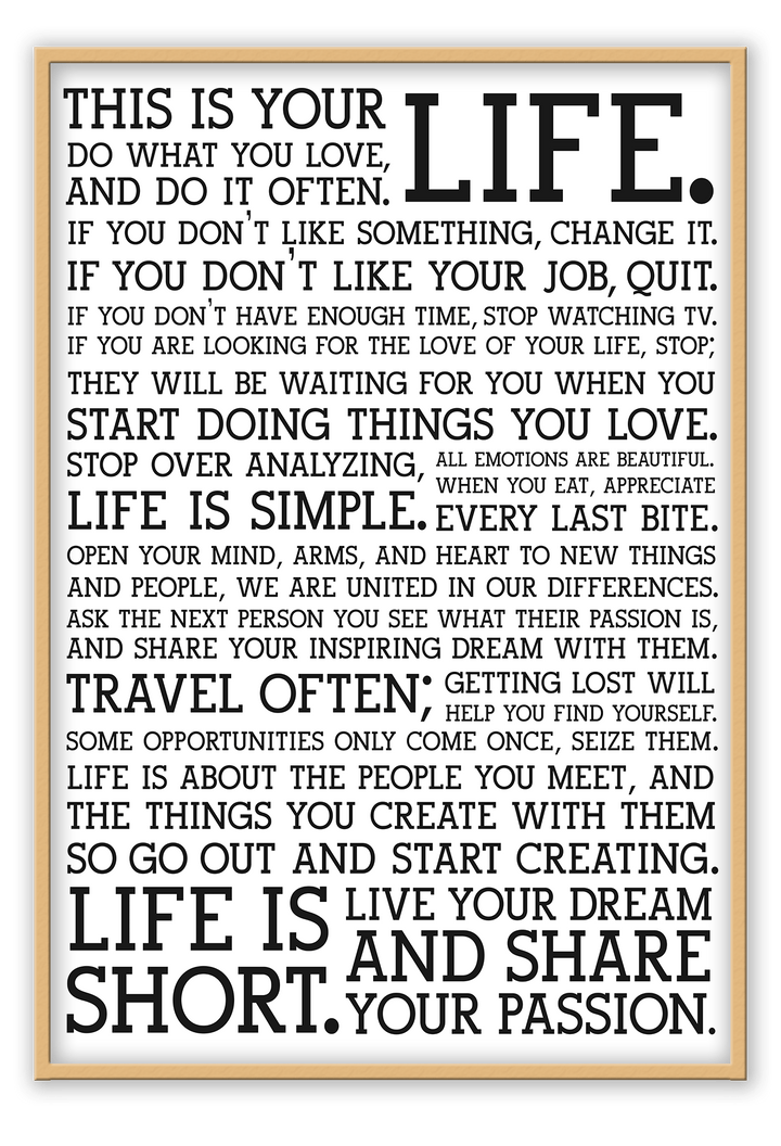 Canvas Print 50x70cm / Natural Holstee Manifesto Holstee Manifesto Wall Art : Ready to hang framed artwork. Brand