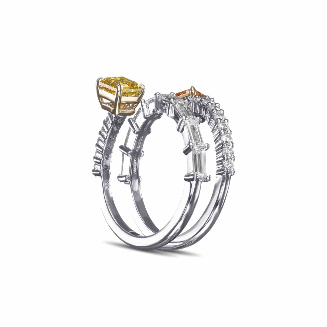 LEIBISH 1.19ct Mixed-Colour Two-Stone Crossover Diamond Ring Brand Ring