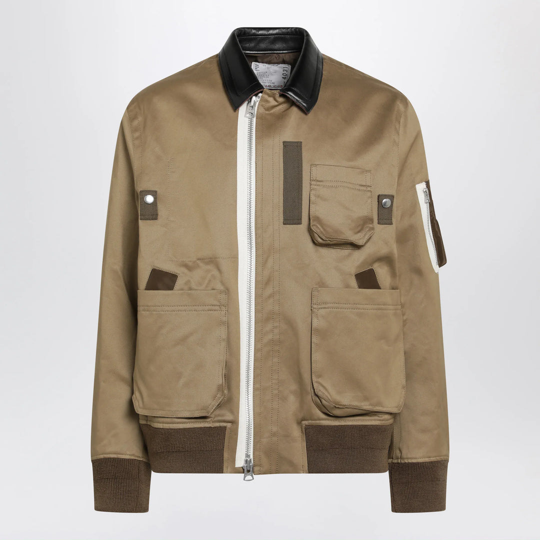 Sacai - Beige cotton and nylon bomber jacket Brand 2