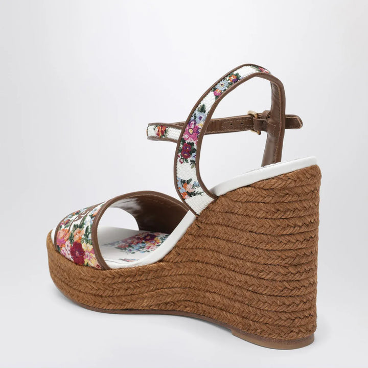 Dolce&amp;Gabbana - Wedge sandals with logo embroidery Brand Sandals