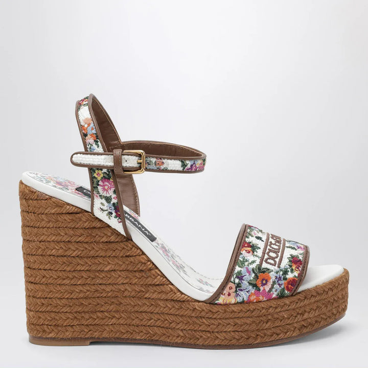 Dolce&amp;Gabbana - Wedge sandals with logo embroidery Brand Sandals 36 IT