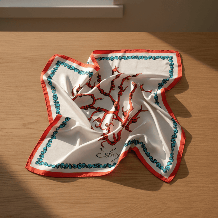 Genius Corallis Silk Scarf By Silviya Neri Brand Scarves
