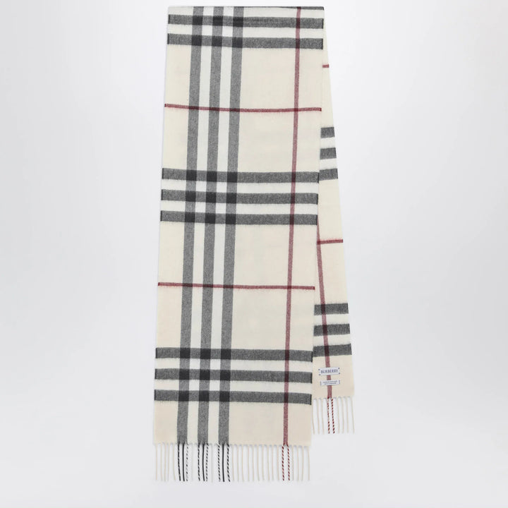 Burberry - Check cashmere scarf in stone Brand Scarves &amp; Shawls U