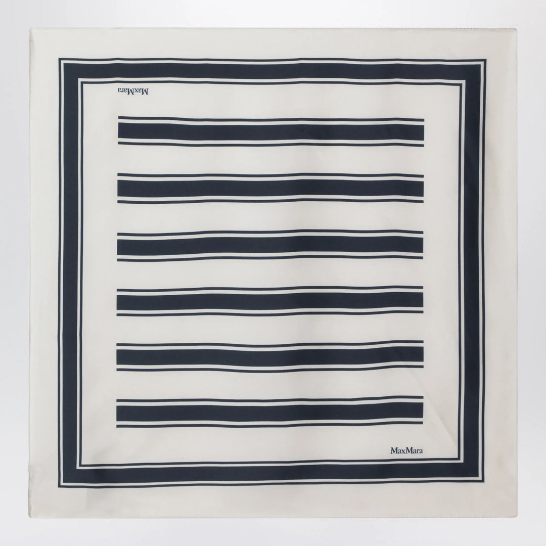 Max Mara - Square printed silk twill scarf in navy blue Brand Scarves &amp; Shawls TU