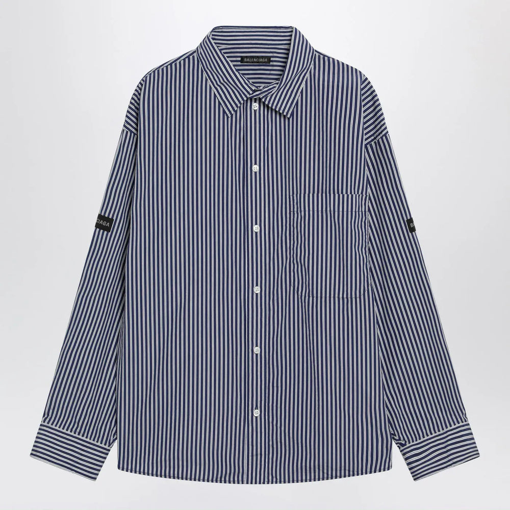Balenciaga - Oversize navy blue and white striped shirt Brand Shirt XS