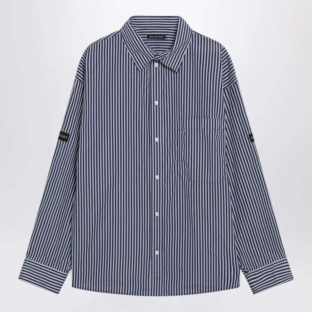 Balenciaga - Oversize navy blue and white striped shirt Brand Shirt XS