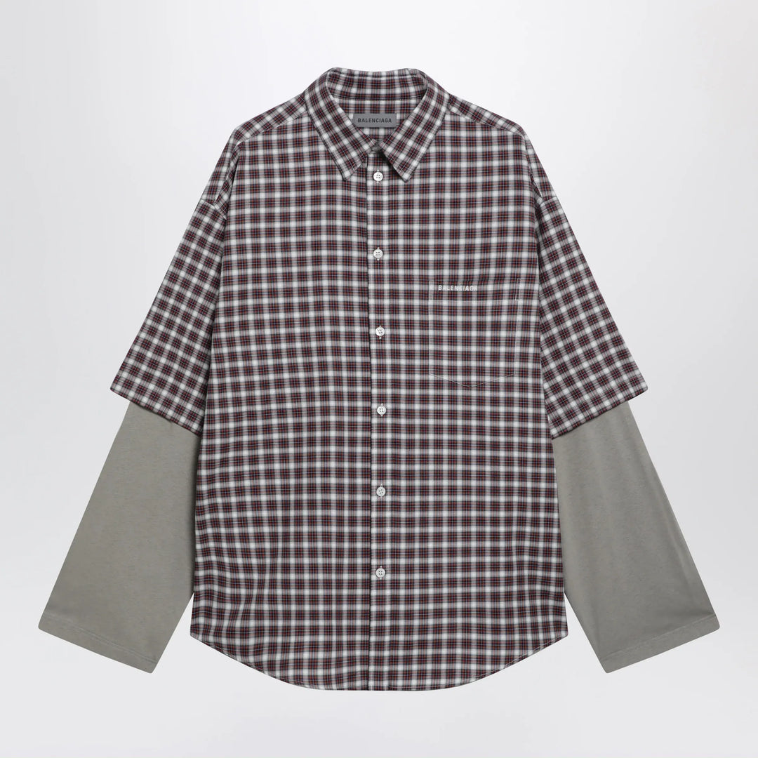 Balenciaga - Wrong Sleeve shirt in red/navy check poplin Brand Shirt 48 IT