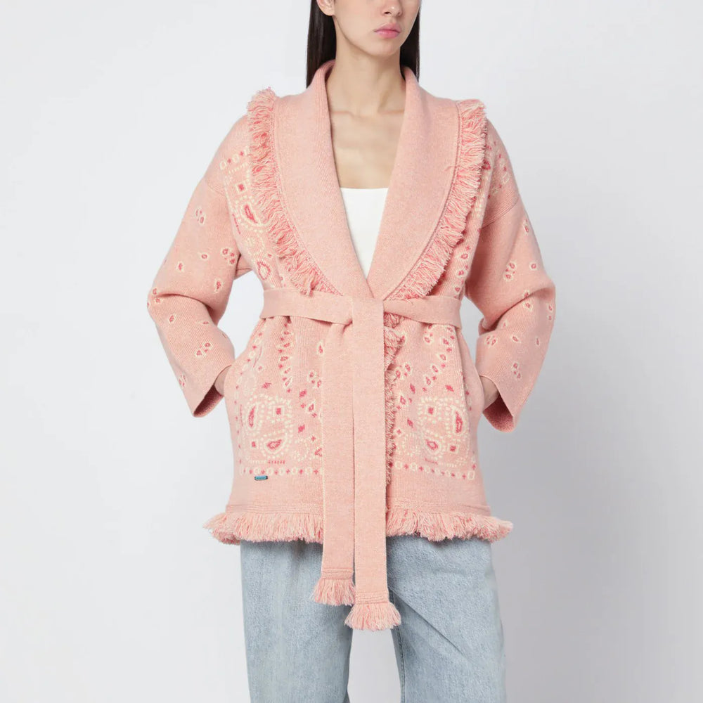 Alanui - Salmon pink paisley cardigan Brand Shirts & Tops XS