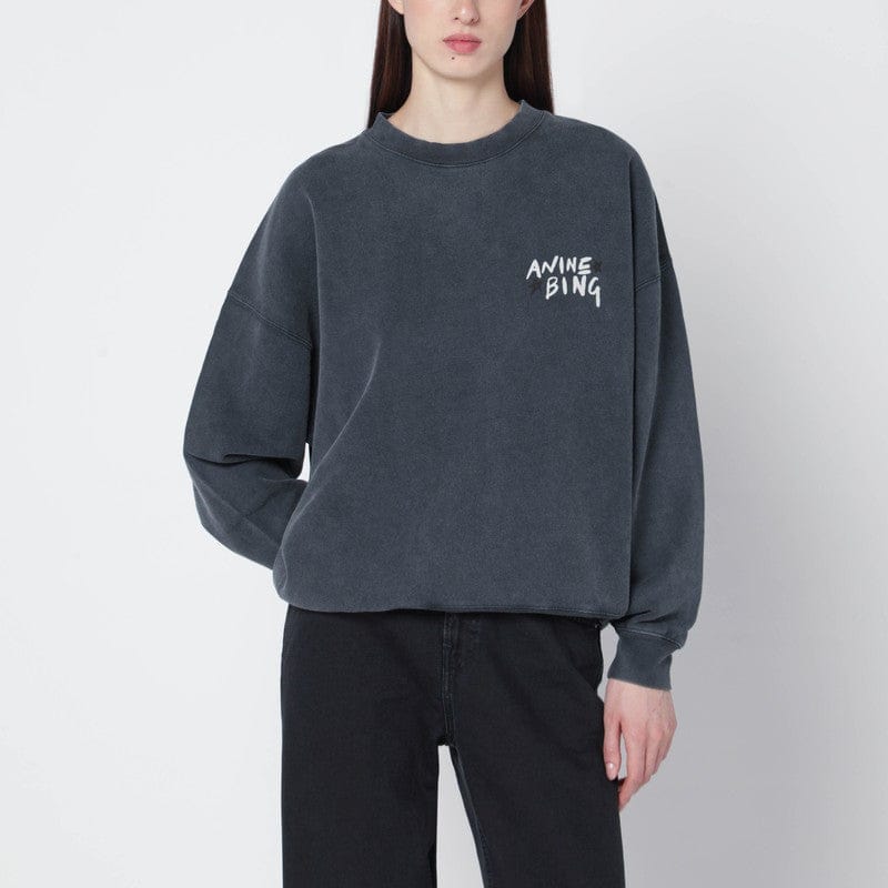 Shirts &amp; Tops ANINE BING - Black washed oversized sweatshirt with logo - XS Brand