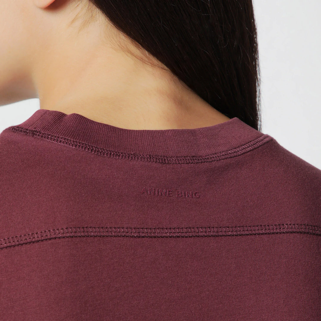 ANINE BING - Burgundy logo-print T-shirt Brand Shirts &amp; Tops
