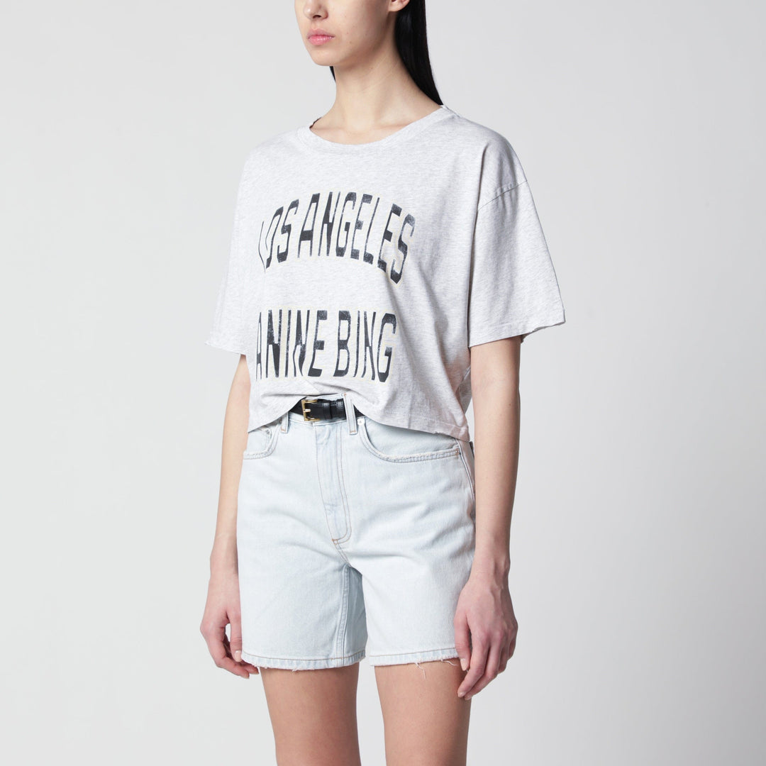 Shirts &amp; Tops ANINE BING - Johnny cropped T-shirt with vintage print in cotton grey Brand