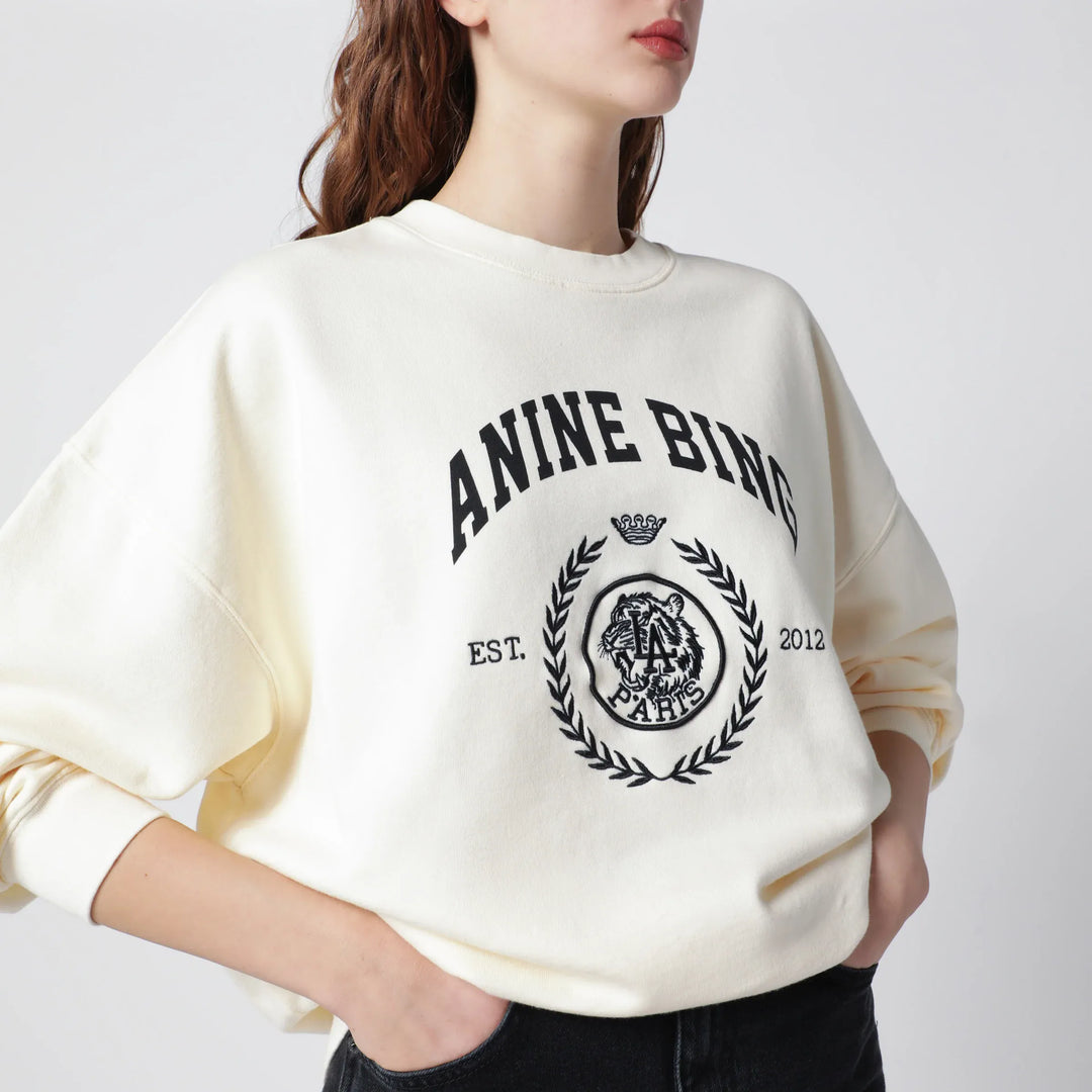 ANINE BING - Miles Collegiate cream sweatshirt Brand Shirts &amp; Tops