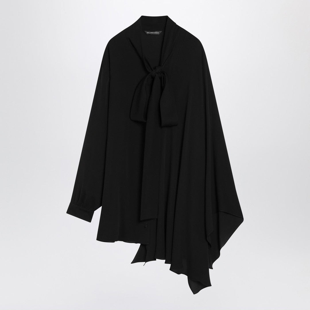 Shirts &amp; Tops 36  FR Balenciaga - Asymmetric black silk blouse with scarf Brand