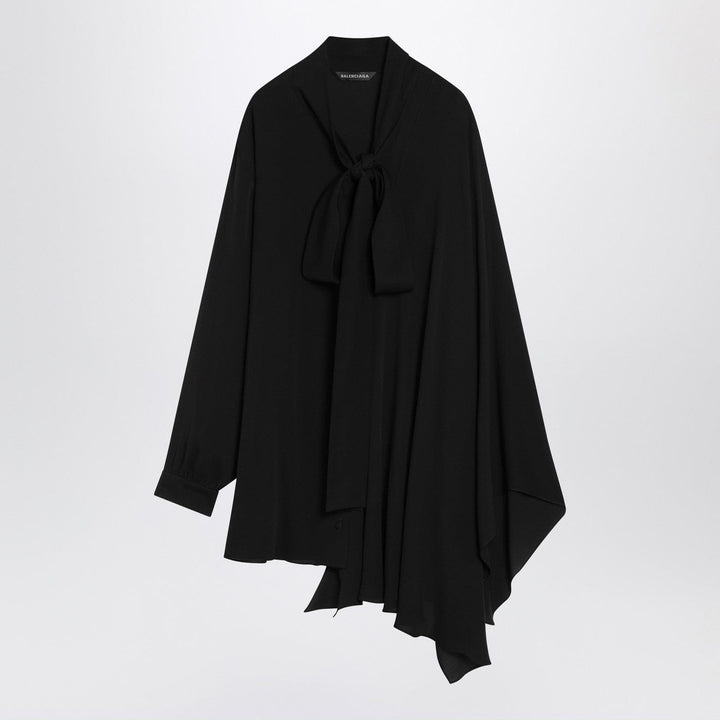 Shirts &amp; Tops 36  FR Balenciaga - Asymmetric black silk blouse with scarf Brand