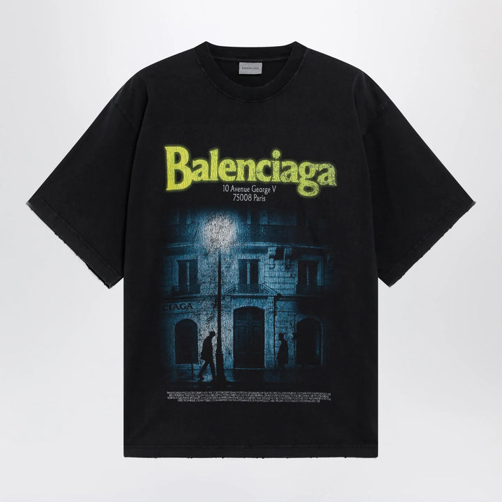 Balenciaga - Black faded oversized T-shirt with logo print Brand Shirts &amp; Tops XS