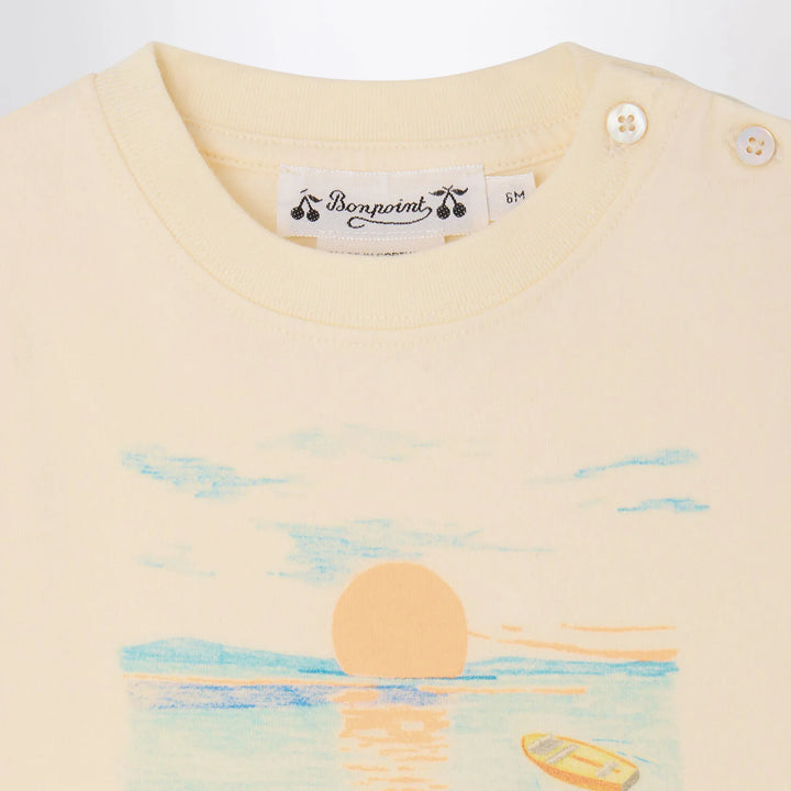 Bonpoint - T-shirt Tom ecru with Bain de Soleil print Brand Shirts &amp; Tops