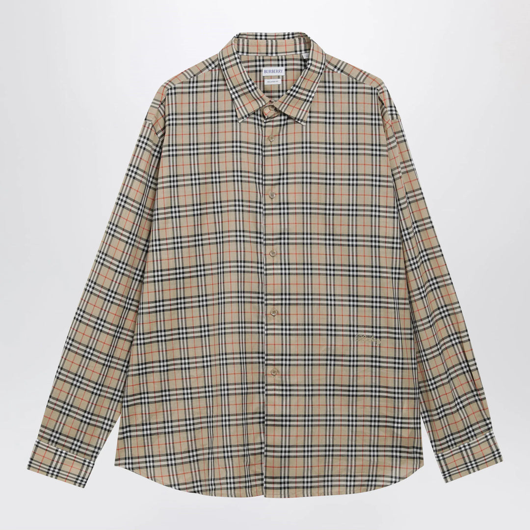Burberry - Beige Check Cotton Shirt Brand Shirts &amp; Tops XL