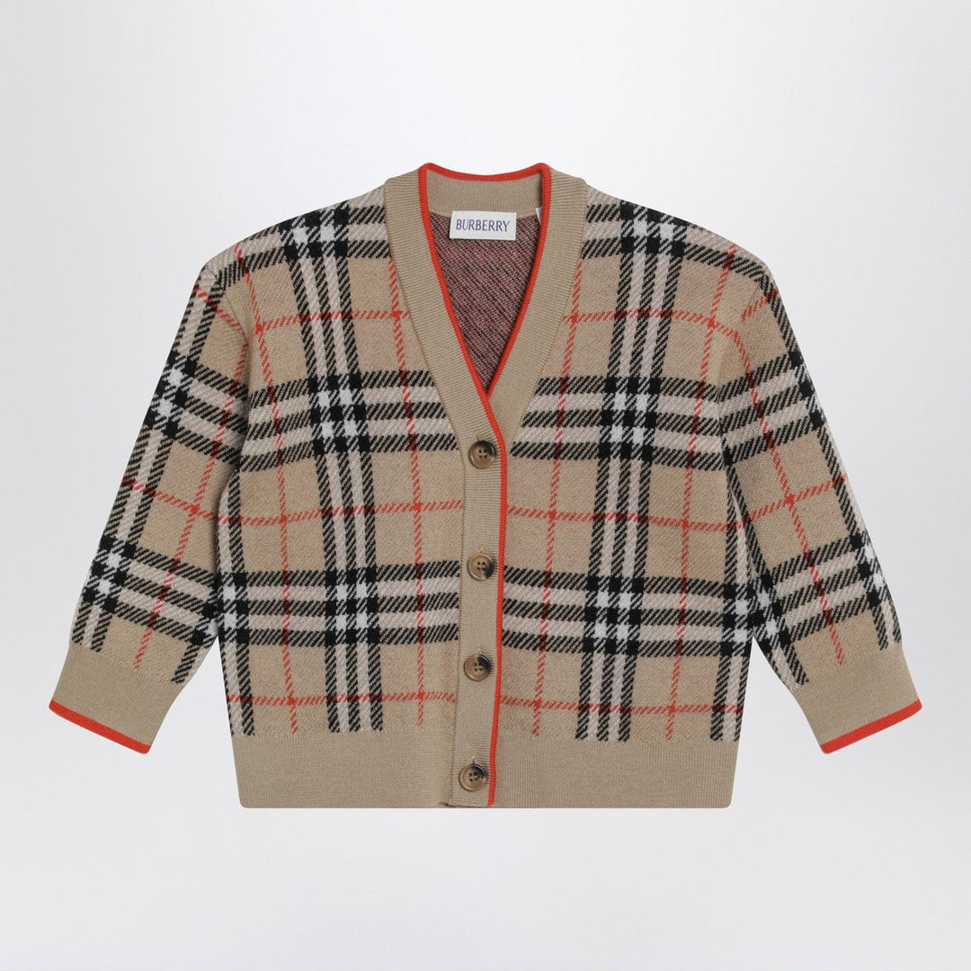 Shirts &amp; Tops Burberry - Beige wool cardigan with Check motif Brand