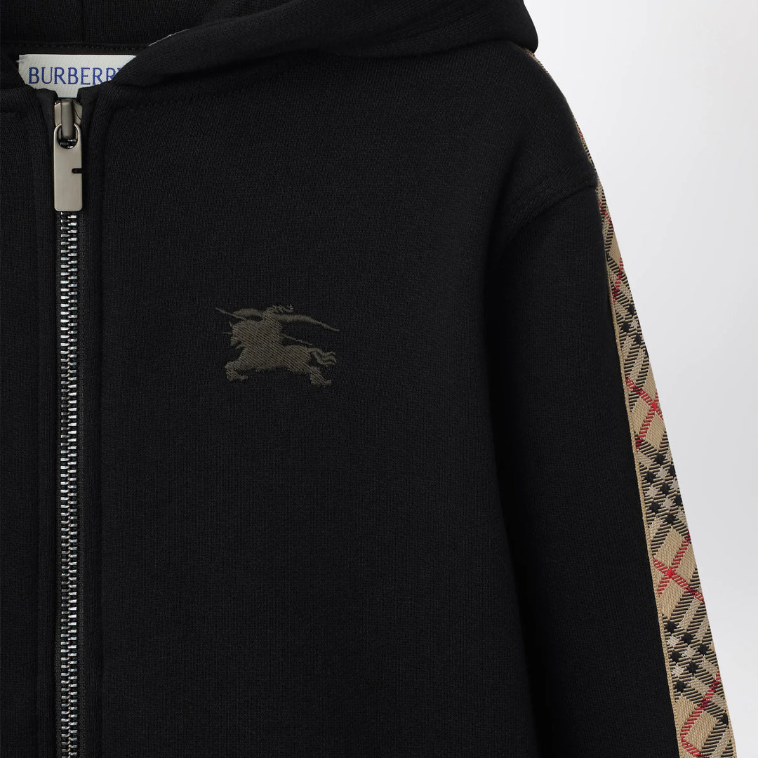 Burberry - Black sweatshirt with Check motif detail Brand Shirts &amp; Tops