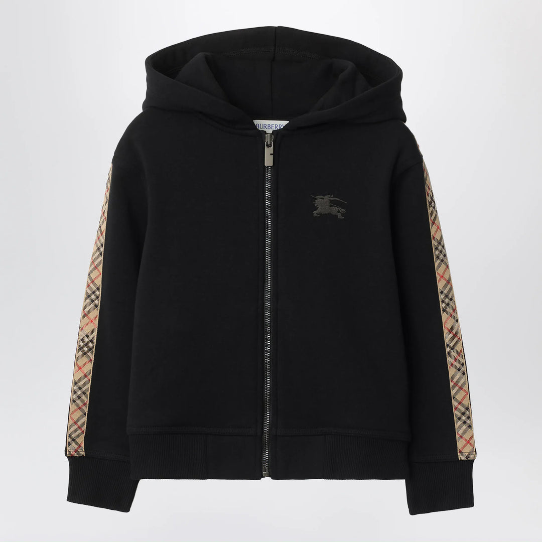 Burberry - Black sweatshirt with Check motif detail Brand Shirts &amp; Tops 8Y