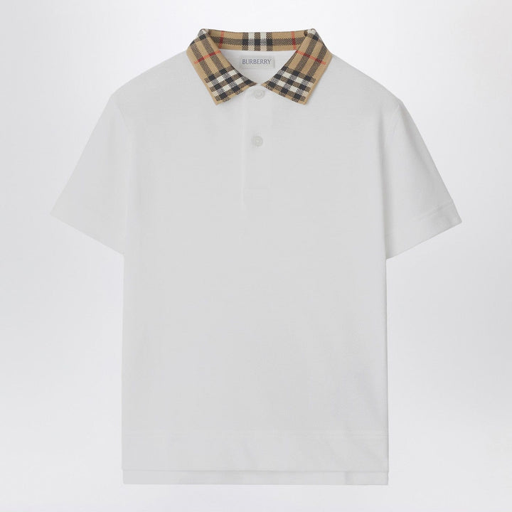 Shirts &amp; Tops Burberry - White polo shirt with Check-pattern collar Brand