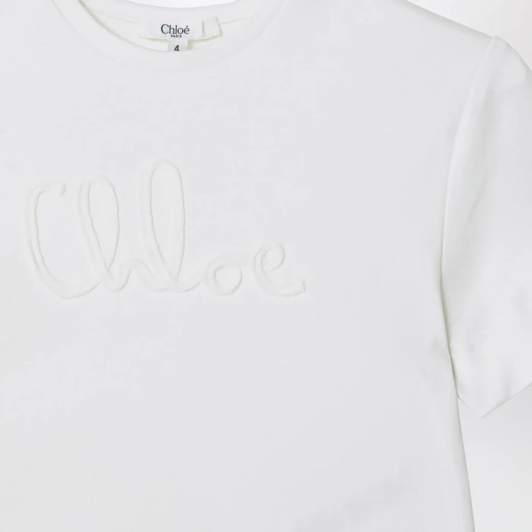 Chloé - White cropped T-shirt with logo embroidery Brand Shirts &amp; Tops