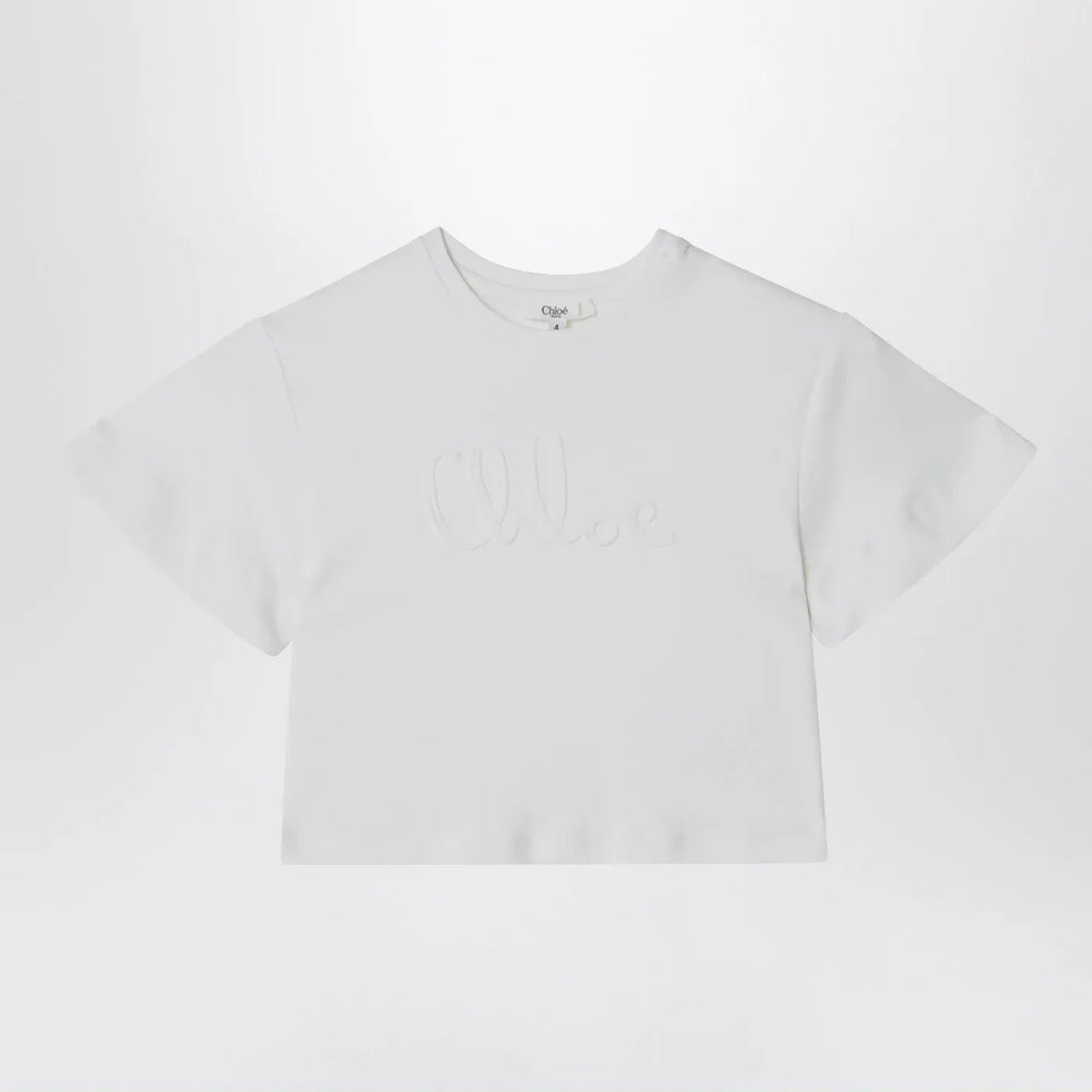 Chloé - White cropped T-shirt with logo embroidery Brand Shirts & Tops 8