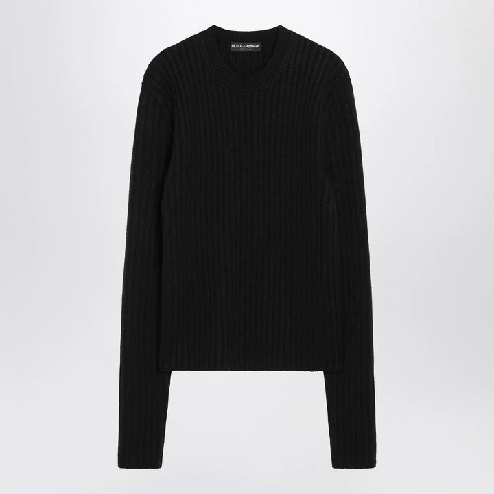 Dolce&amp;Gabbana - Black ribbed wool sweater Brand Shirts &amp; Tops 46 IT