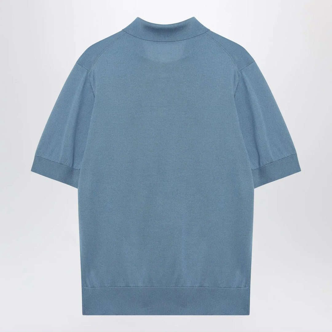 Dolce&amp;Gabbana - Light blue silk polo shirt Brand Shirts &amp; Tops