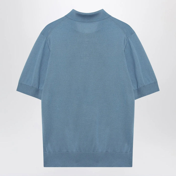 Dolce&amp;Gabbana - Light blue silk polo shirt Brand Shirts &amp; Tops