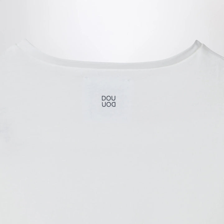 Douuod - Ivory cropped T-shirt with knot detail Brand Shirts &amp; Tops