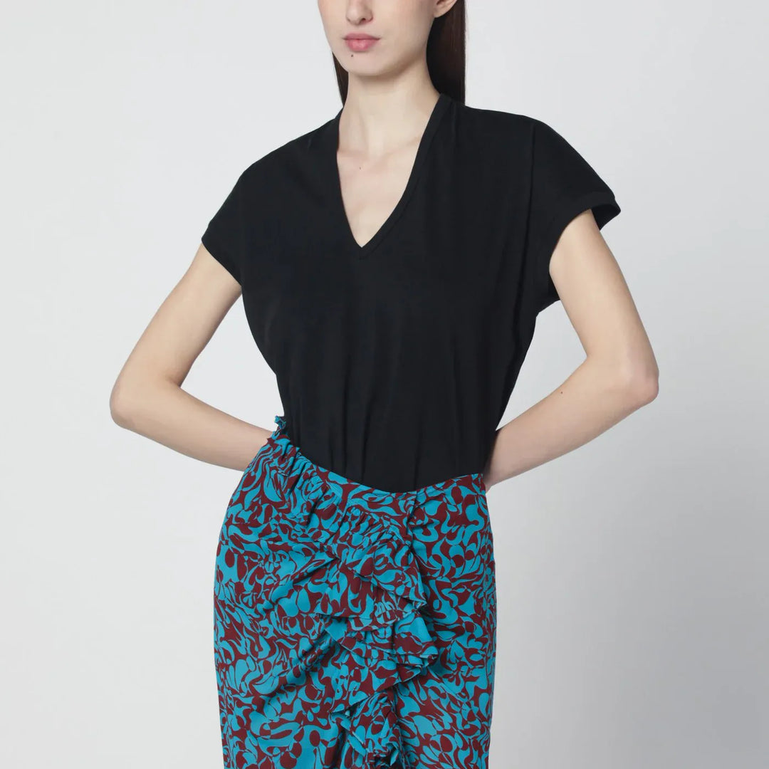 Dries Van Noten - Black V-neck T-shirt Brand Shirts &amp; Tops XS
