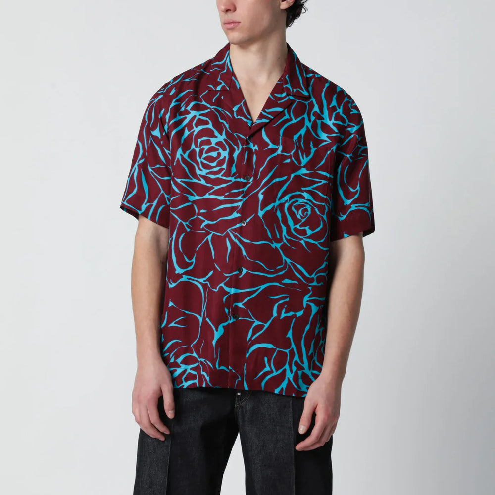 Dries Van Noten - Burgundy shirt with Archive Rose print Brand Shirts & Tops 46 IT