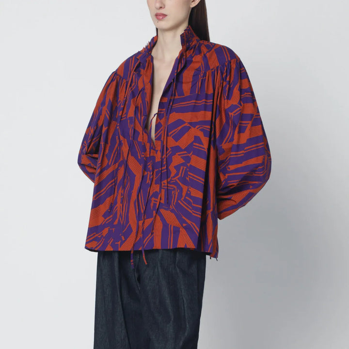 Dries Van Noten - Loose shirt with ruffle details and Crushed Stripe print Brand Shirts &amp; Tops S