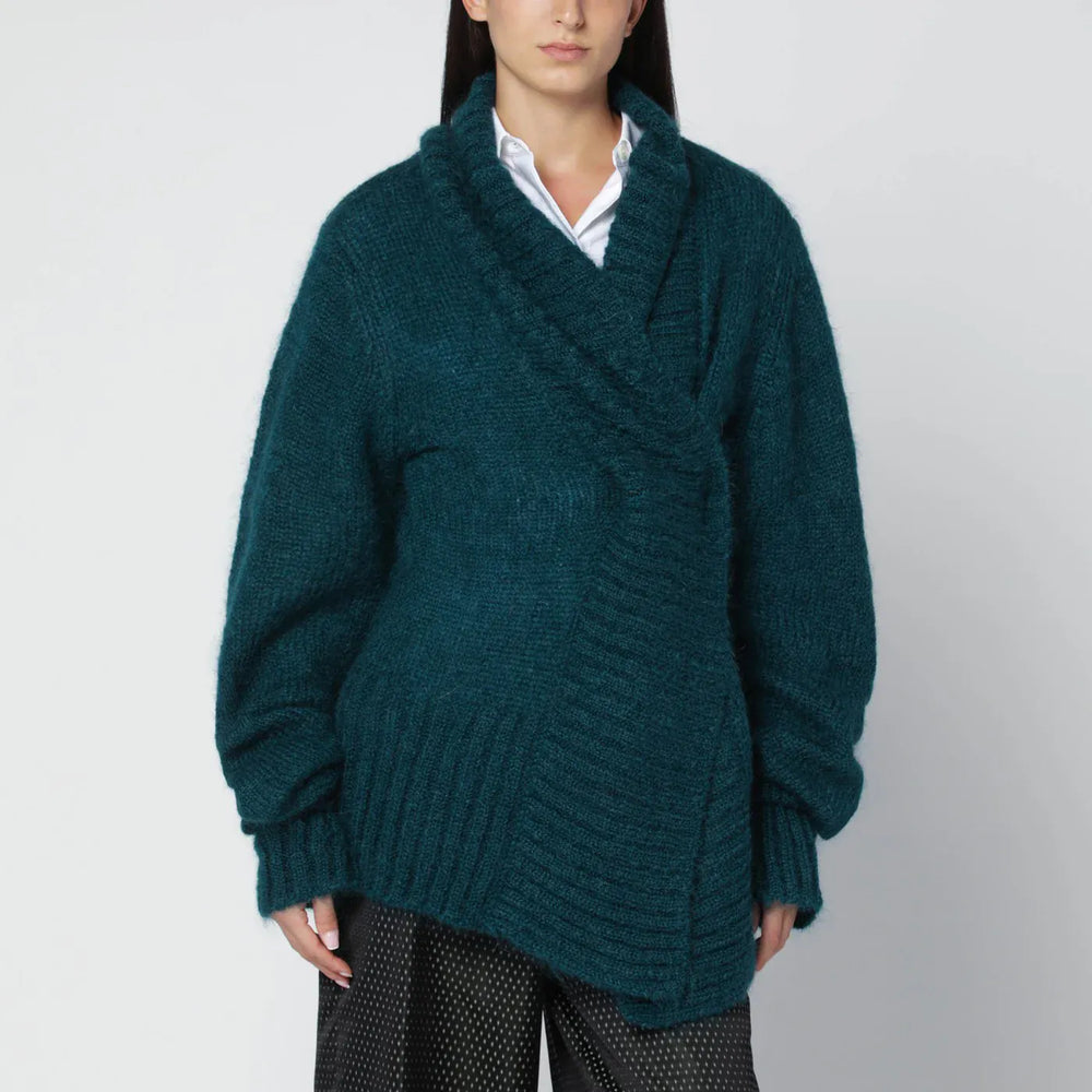 Dries Van Noten - Oversized petroleum green mohair-blend sweater Brand Shirts & Tops M
