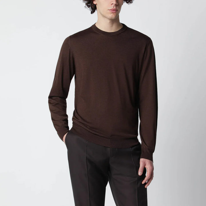 Drumohr - Chocolate brown wool sweater Brand Shirts &amp; Tops 50 IT